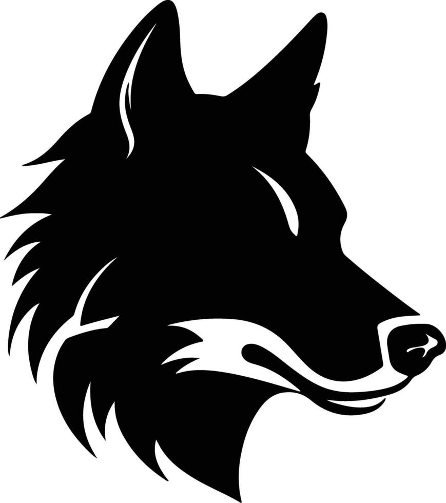 graceful Black silhouette of red wolf head vector