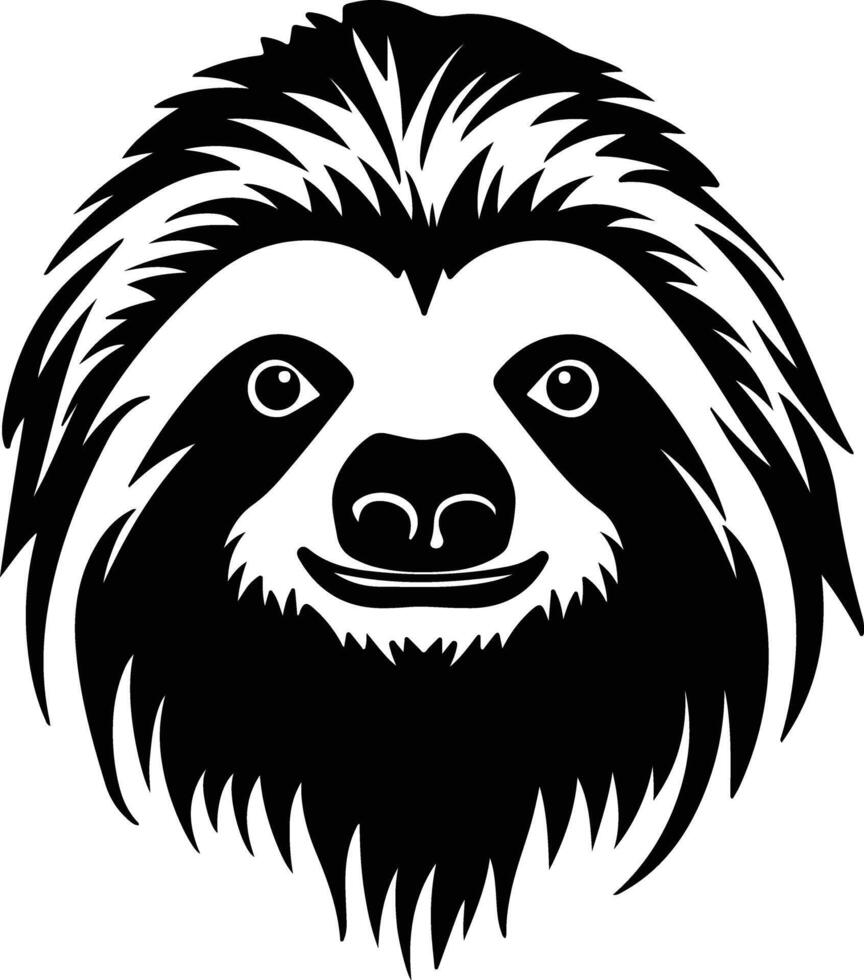 charming Black silhouette of three-toed sloth head vector
