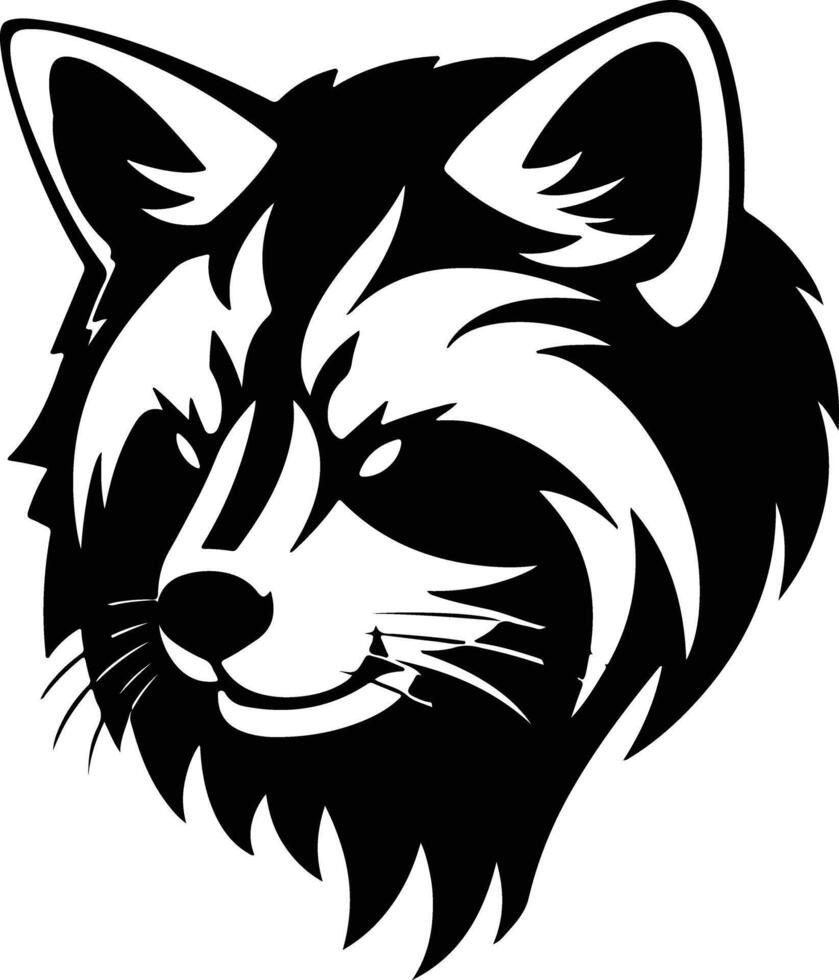 endearing Black silhouette of red panda head vector
