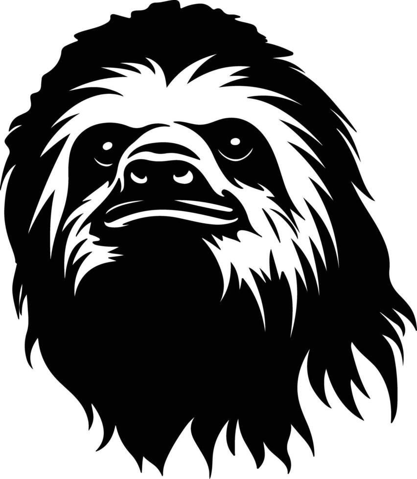 adorable Black silhouette of three-toed sloth head vector