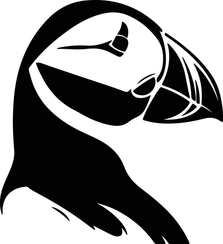 enchanting Black silhouette of puffin head vector