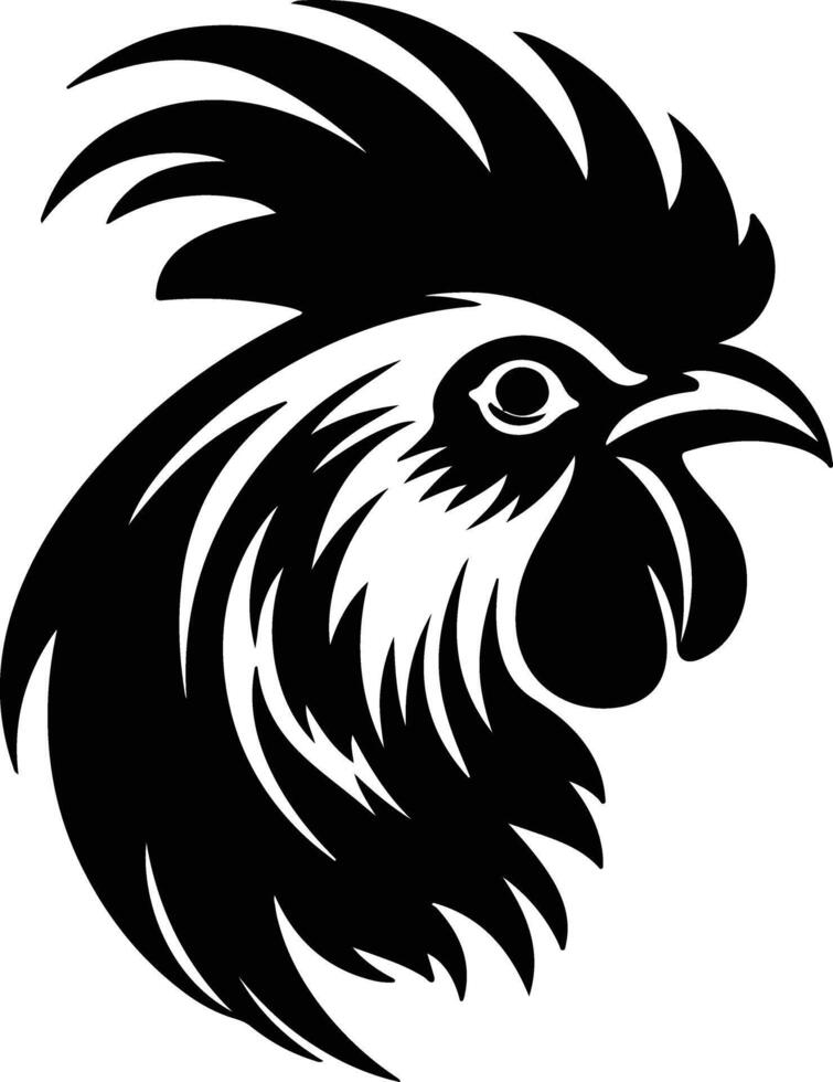Black silhouette of rooster head vector