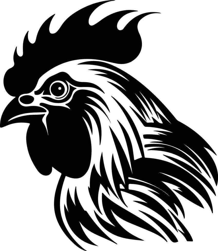 charming Black silhouette of rooster head vector