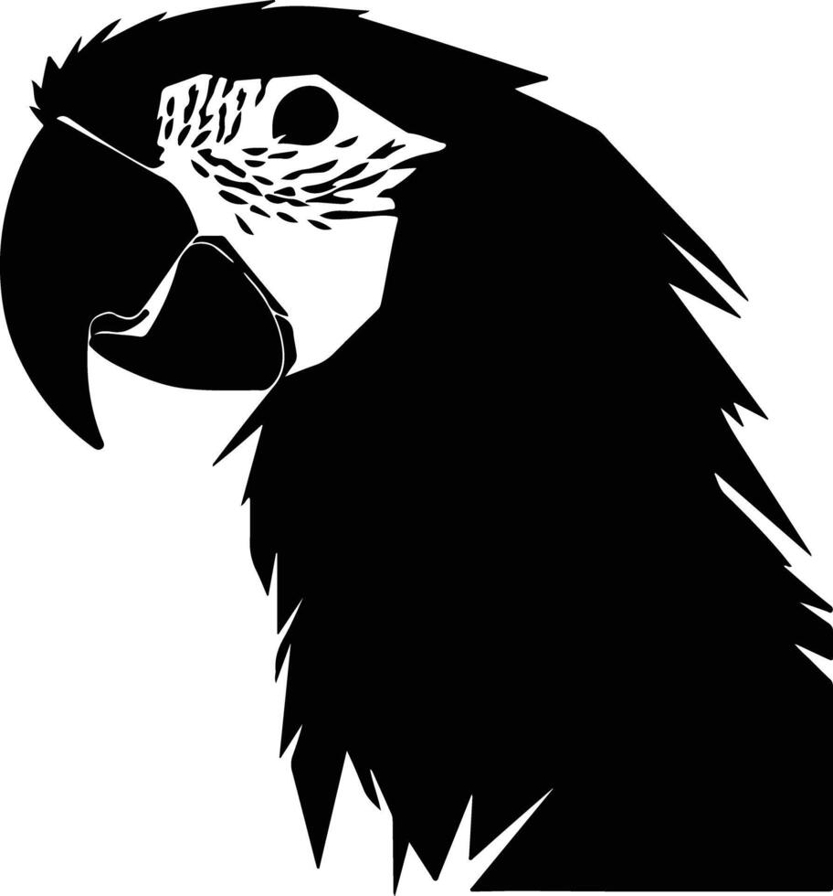 enchanting Black silhouette of scarlet macaw head vector