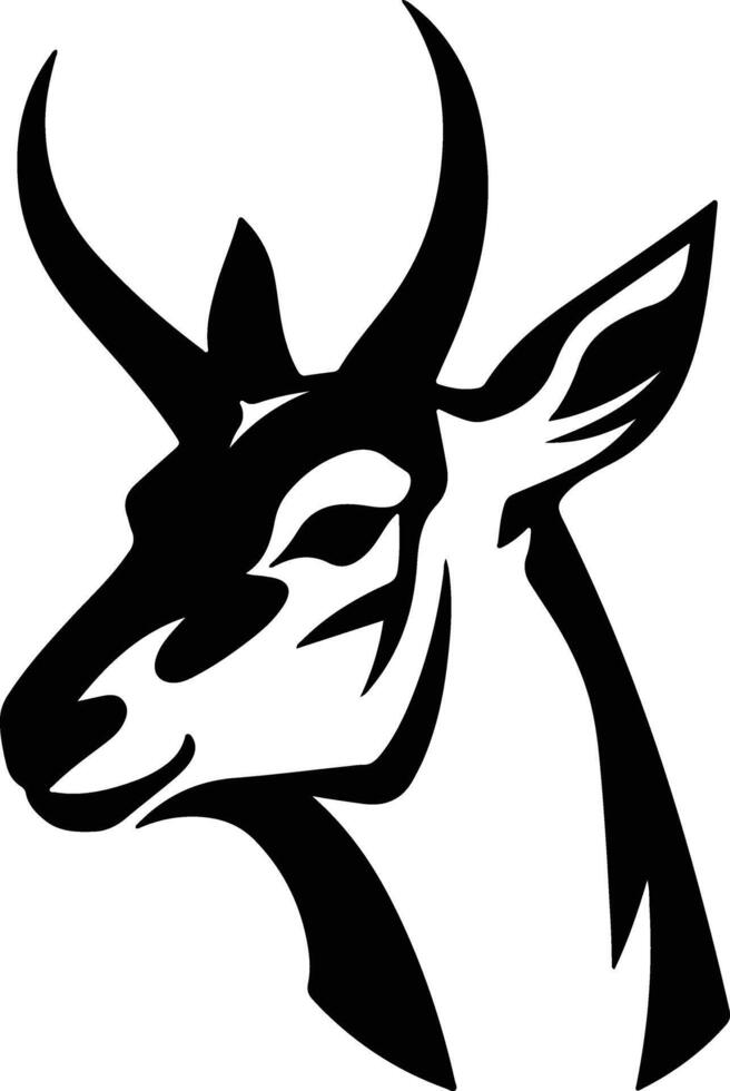 Black silhouette of pronghorn head vector