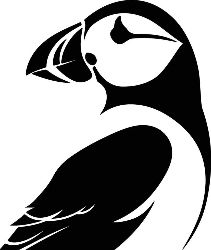 sweet Black silhouette of puffin head vector