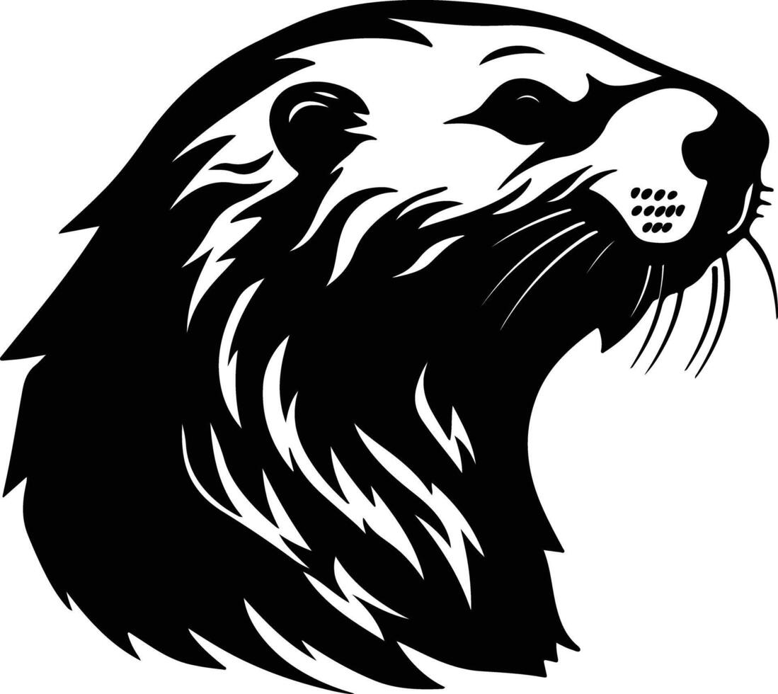 Black silhouette of sea otter head vector