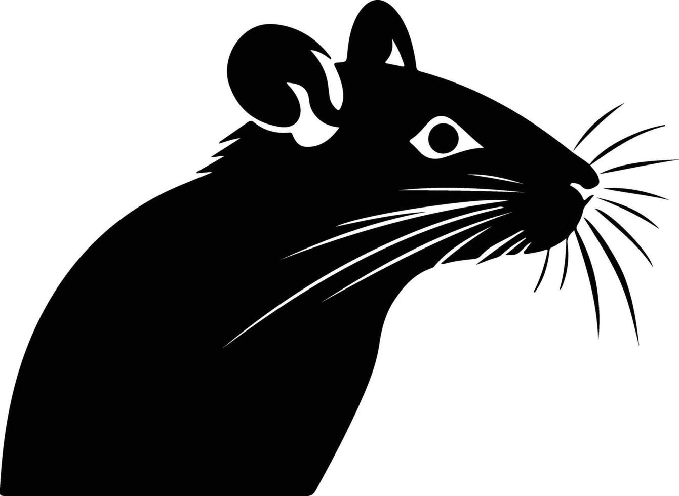 adorable Black silhouette of rat head vector