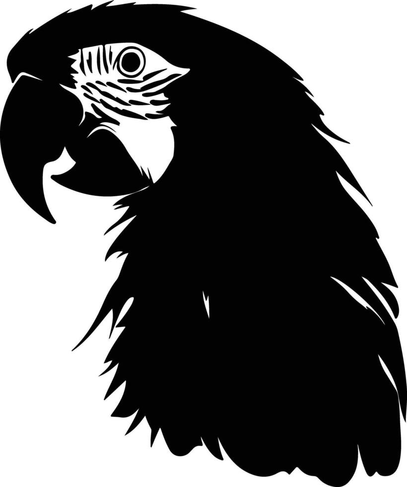 angelic Black silhouette of scarlet macaw head vector