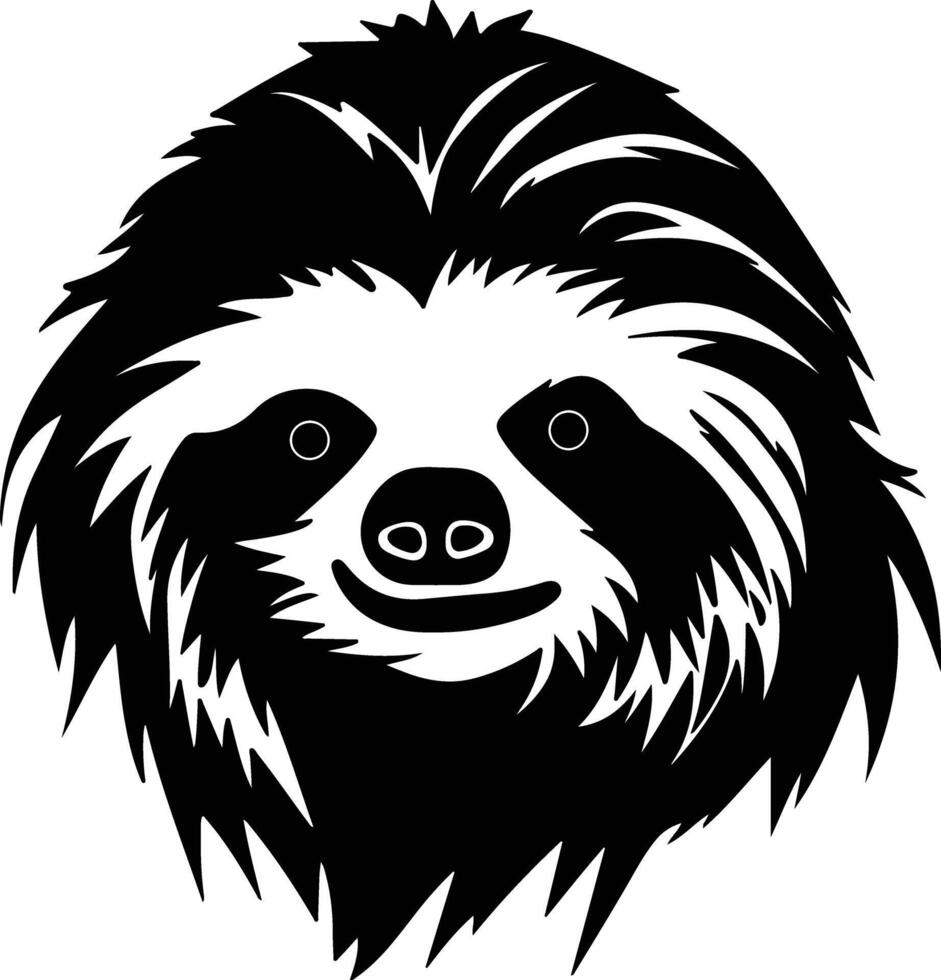 lovely Black silhouette of three-toed sloth head vector