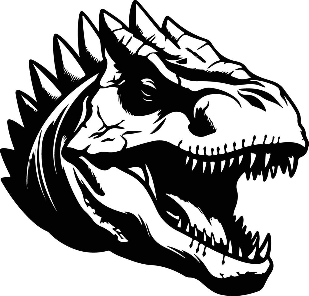 adorable Black silhouette of Trachodon head vector