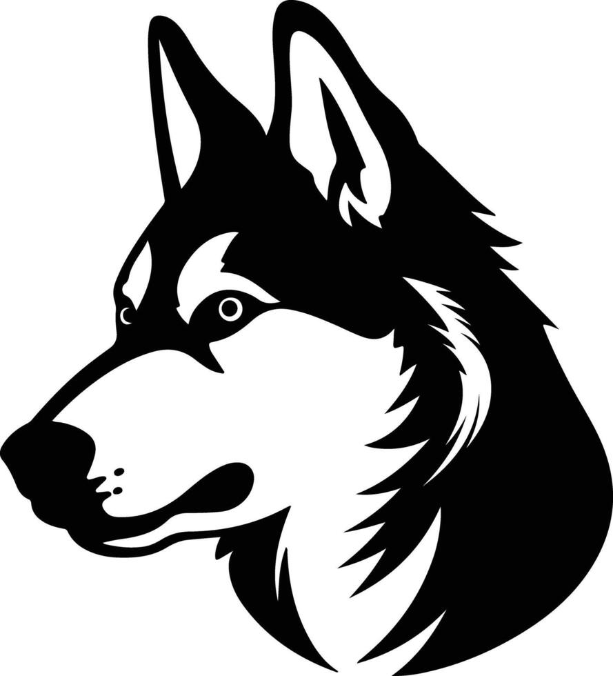 winsome Black silhouette of Siberian husky head vector