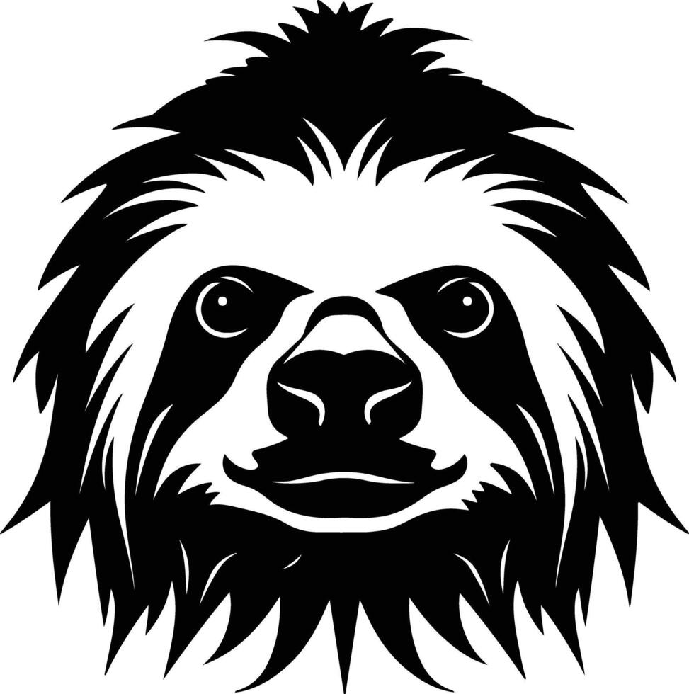 graceful Black silhouette of three-toed sloth head vector