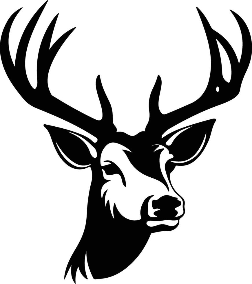 cuddly Black silhouette of white-tailed deer head vector
