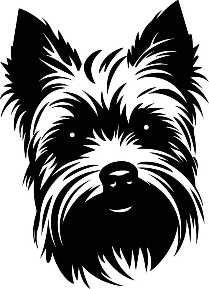 endearing Black silhouette of Yorkshire terrier head vector