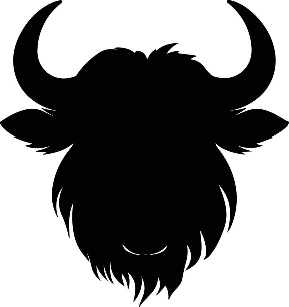 sweet Black silhouette of wildebeest head vector