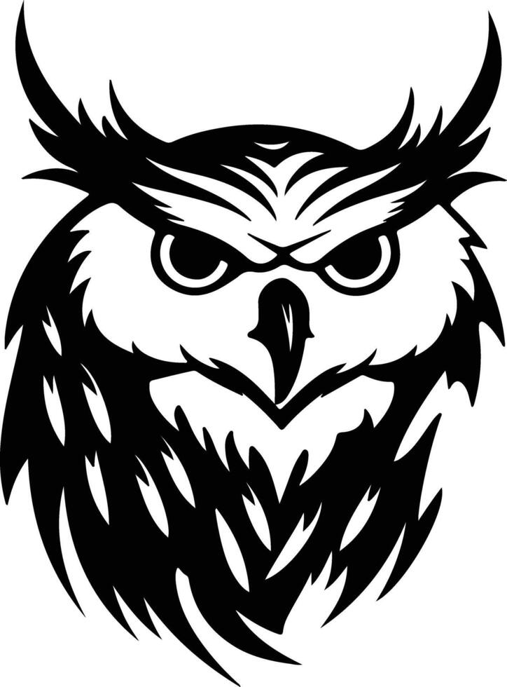 angelic Black silhouette of snowy owl head vector