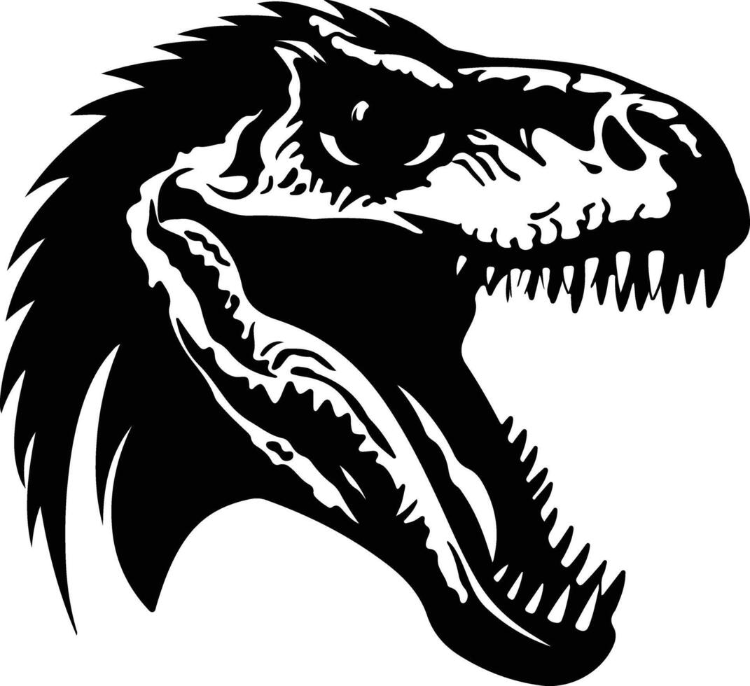 captivating Black silhouette of Velociraptor head vector