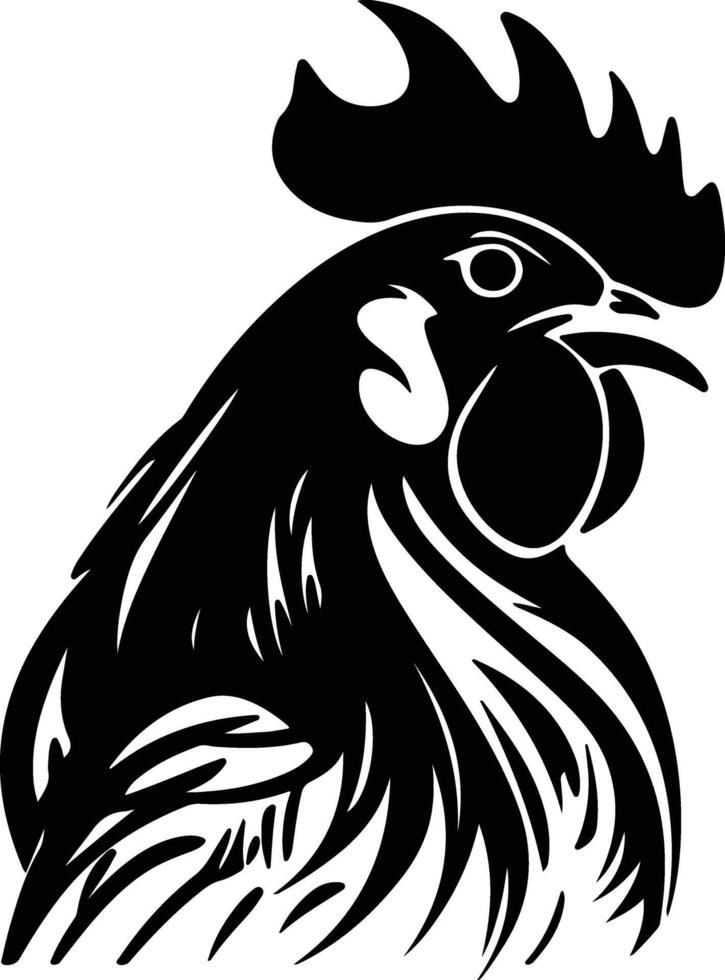 cuddly Black silhouette of rooster head vector