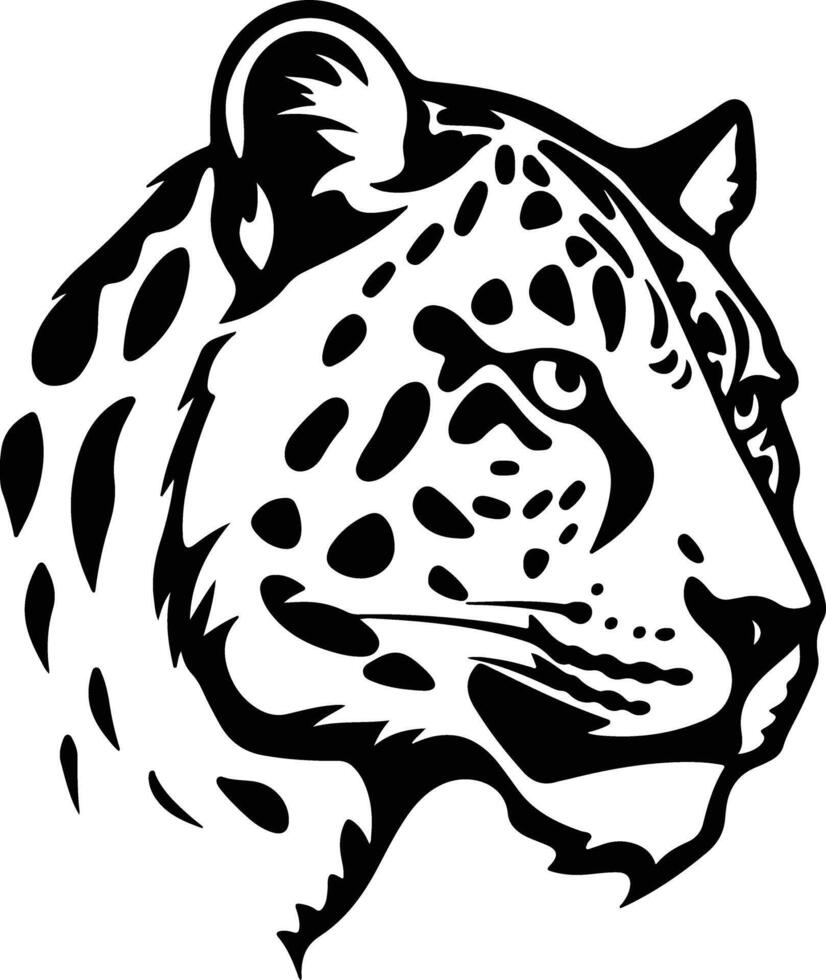 angelic Black silhouette of snow leopard head vector