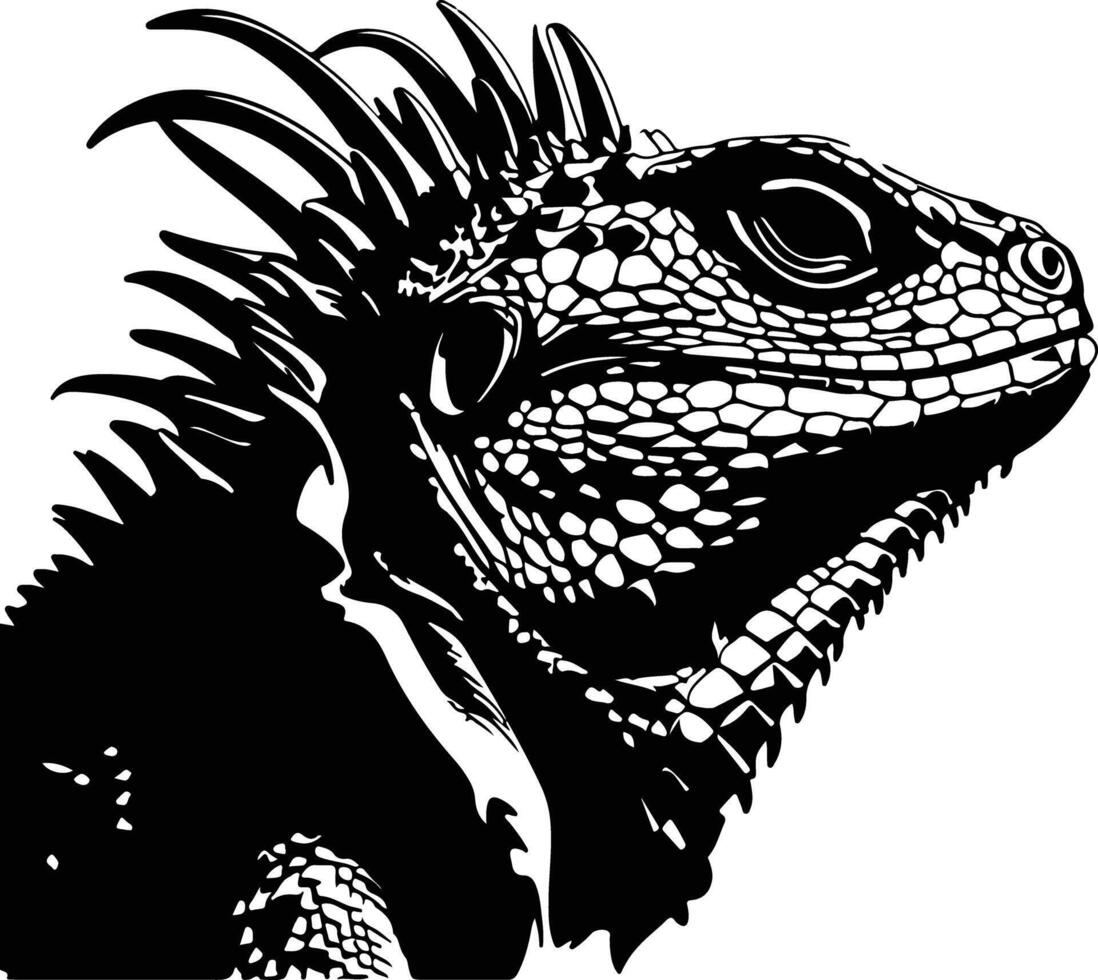 adorable Black silhouette of spiny lizard head vector