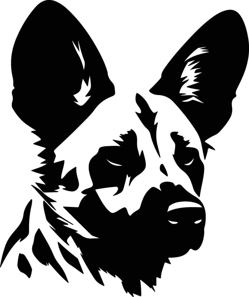 adorable Black silhouette of wild dog head vector