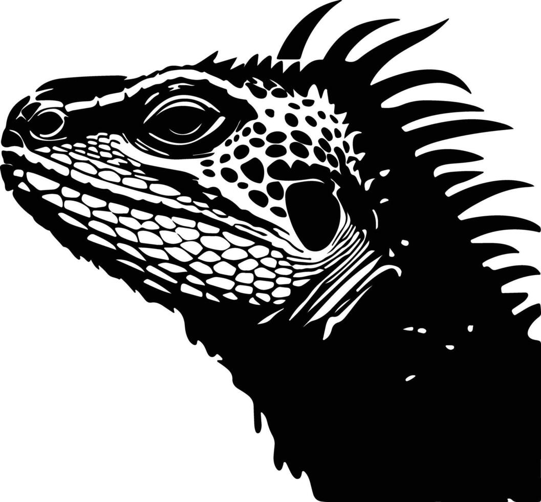 graceful Black silhouette of spiny lizard head vector