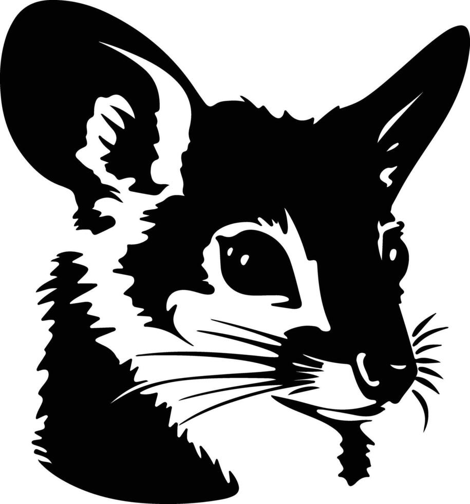 Black silhouette of ringtail possum head vector