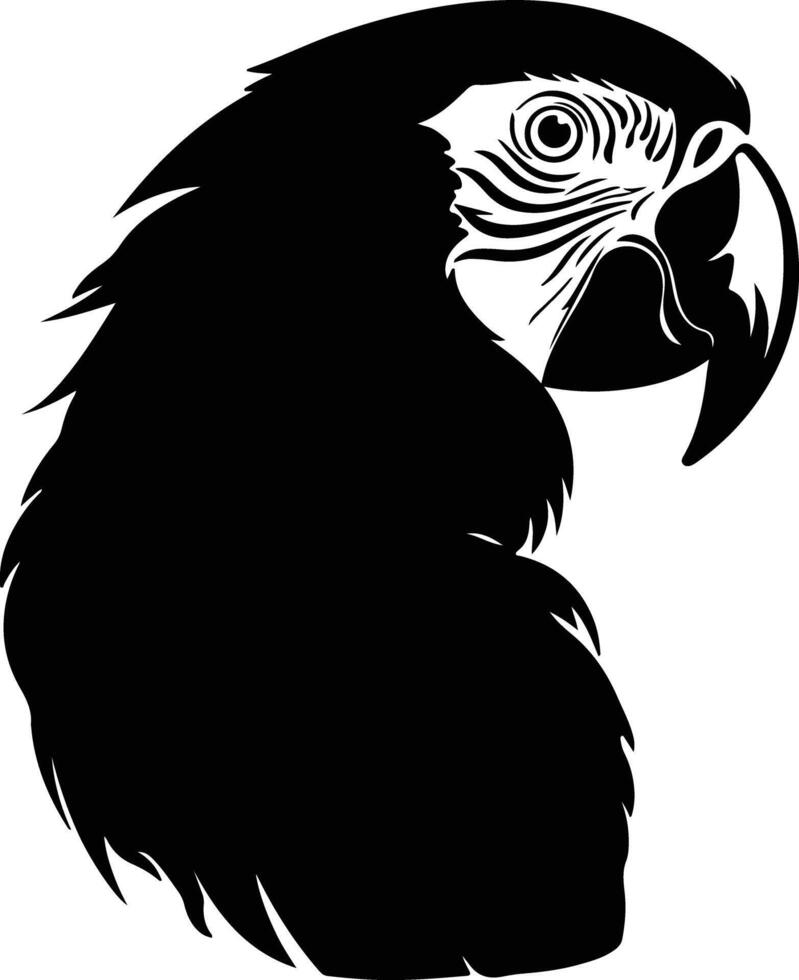winsome Black silhouette of scarlet macaw head vector