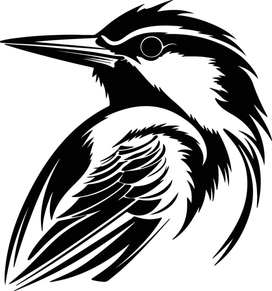 adorable Black silhouette of white-breasted nuthatch head vector