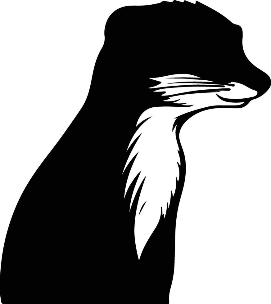 cuddly Black silhouette of yellow mongoose head vector