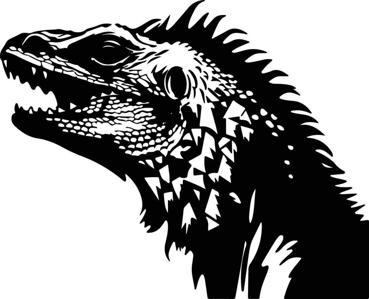 endearing Black silhouette of spiny lizard head vector