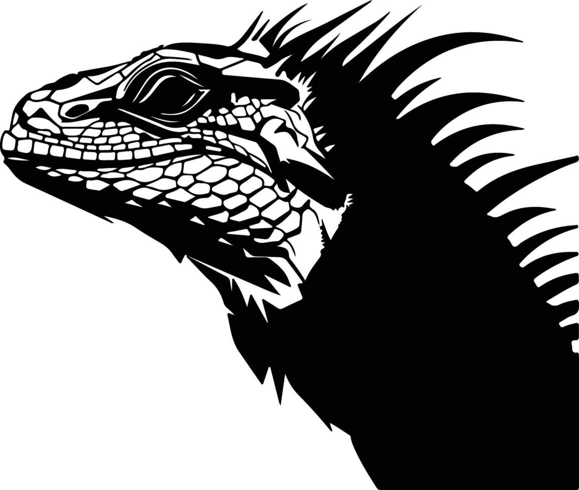 captivating Black silhouette of spiny lizard head vector