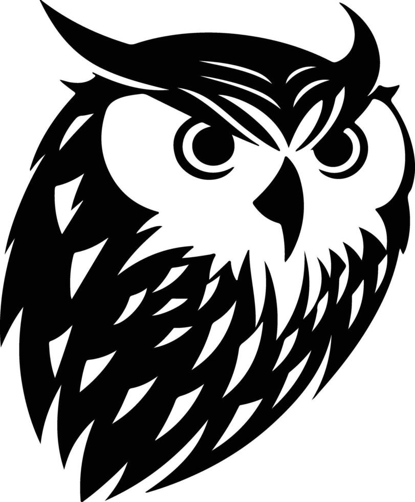 enchanting Black silhouette of snowy owl head vector