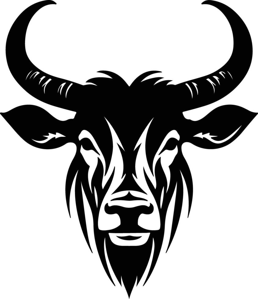 enchanting Black silhouette of wildebeest head vector