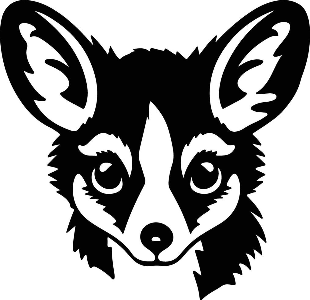 sweet Black silhouette of ringtail possum head vector