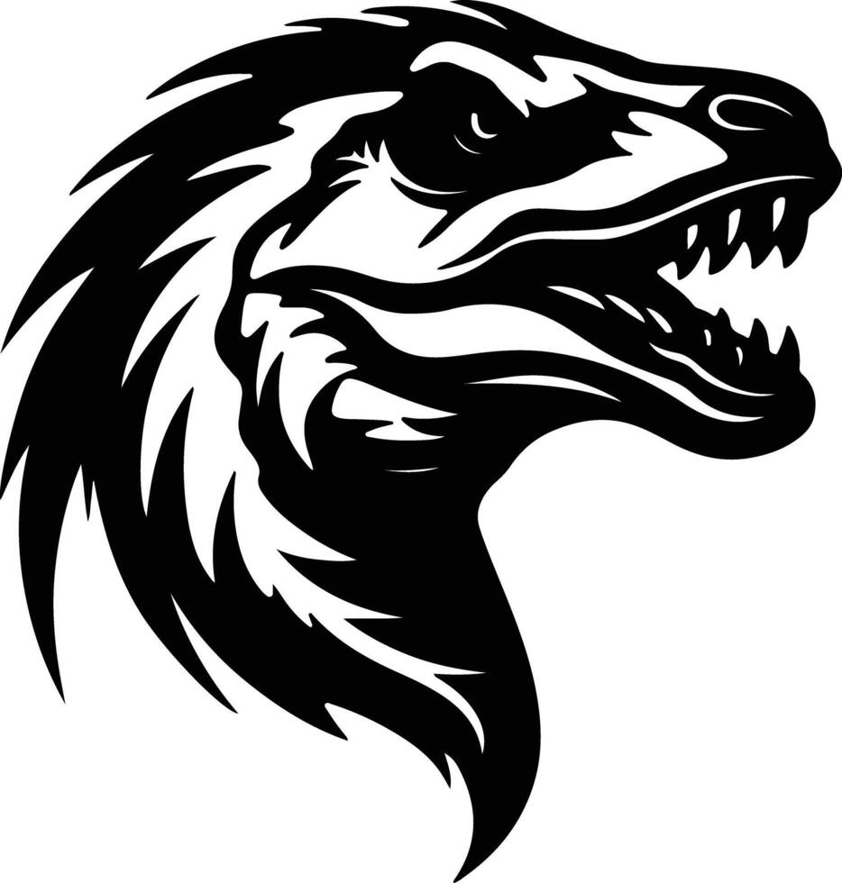 lovely Black silhouette of Utahraptor head vector