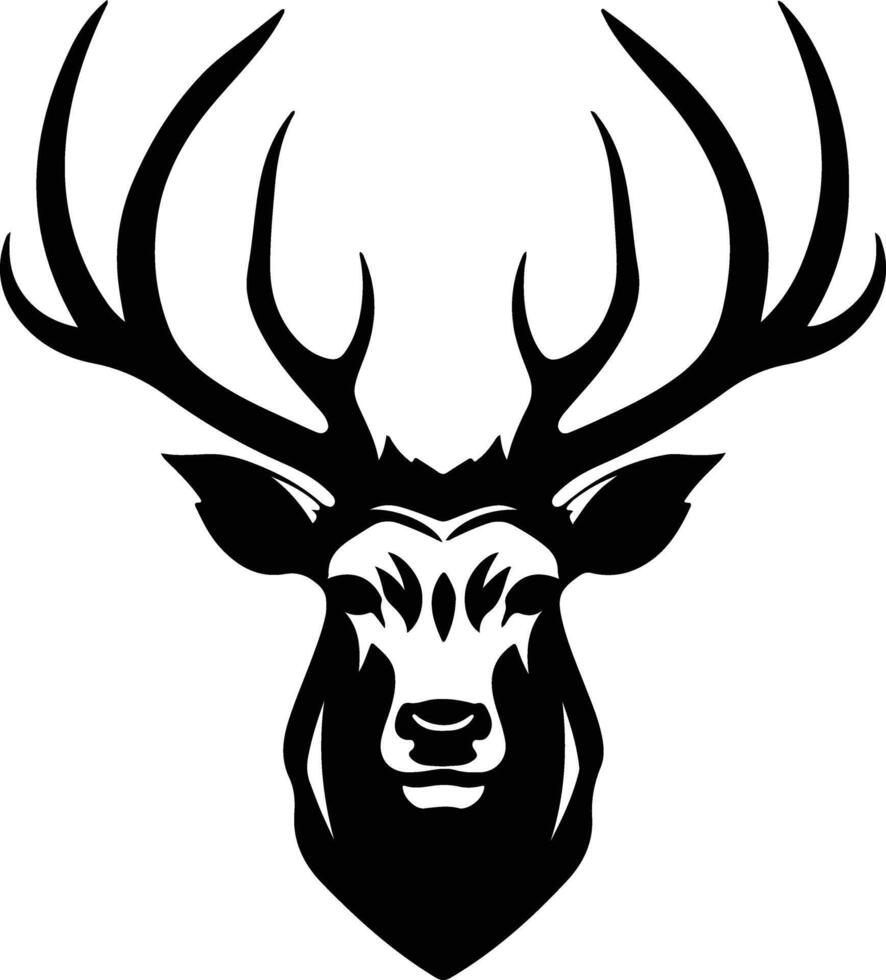 captivating Black silhouette of reindeer head vector