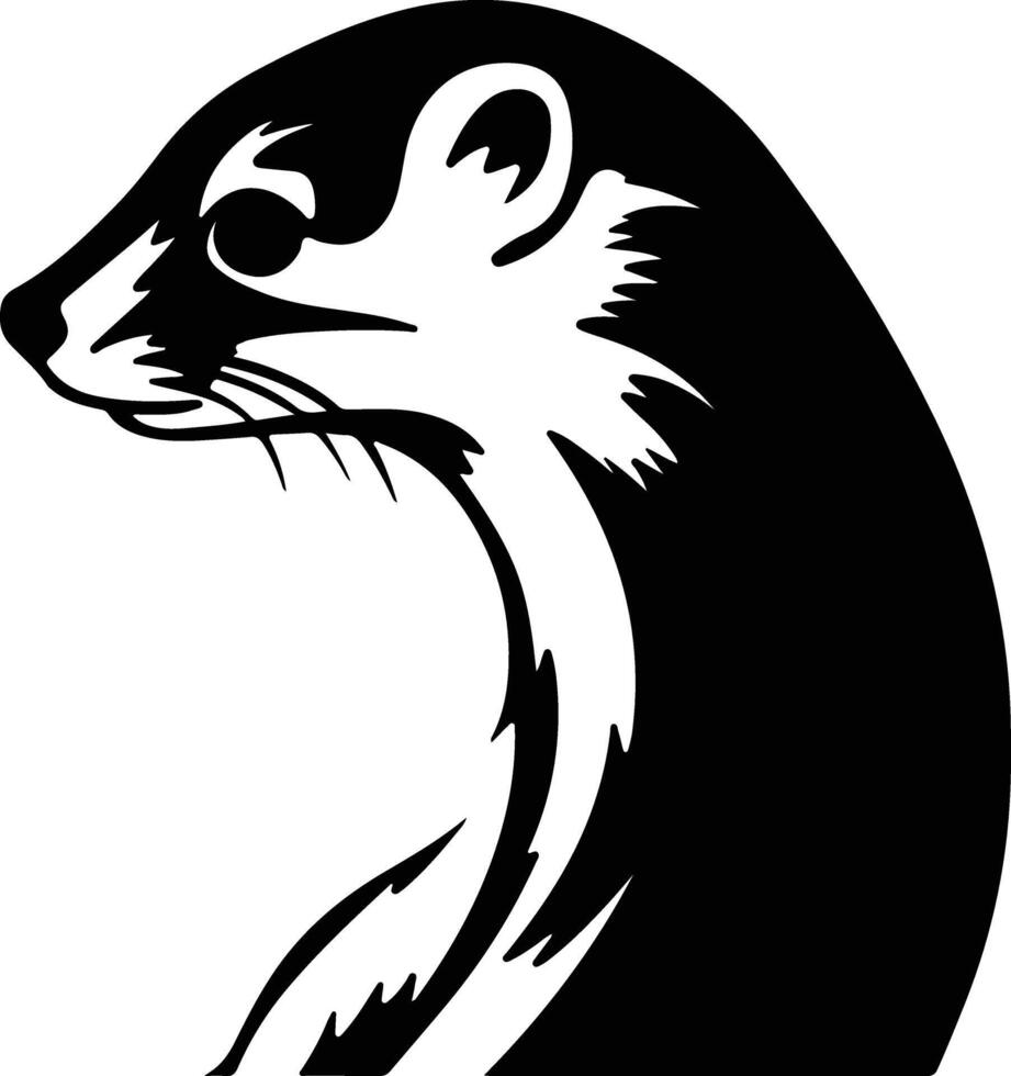 graceful Black silhouette of weasel head vector