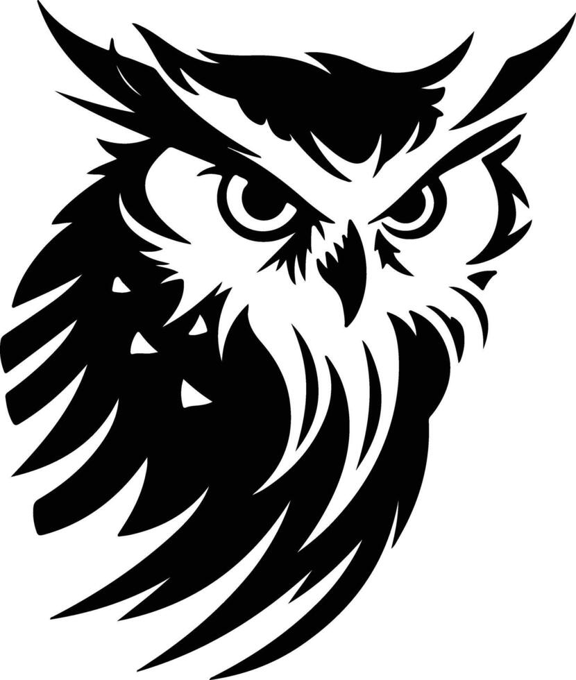 heartwarming Black silhouette of snowy owl head vector