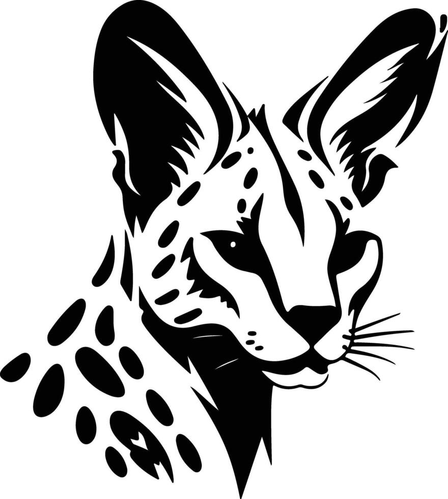 sweet Black silhouette of serval head vector