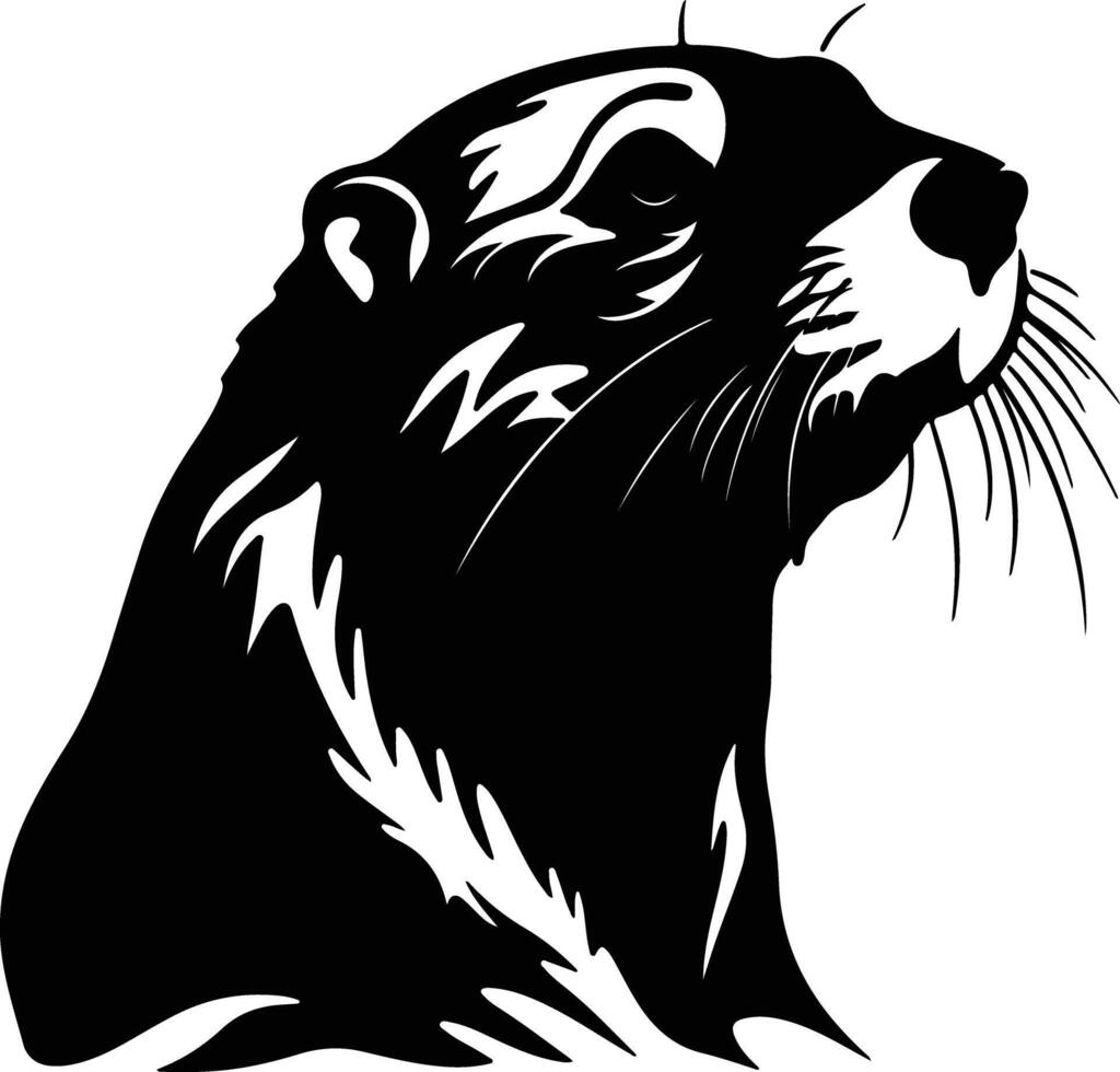 captivating Black silhouette of sea otter head vector