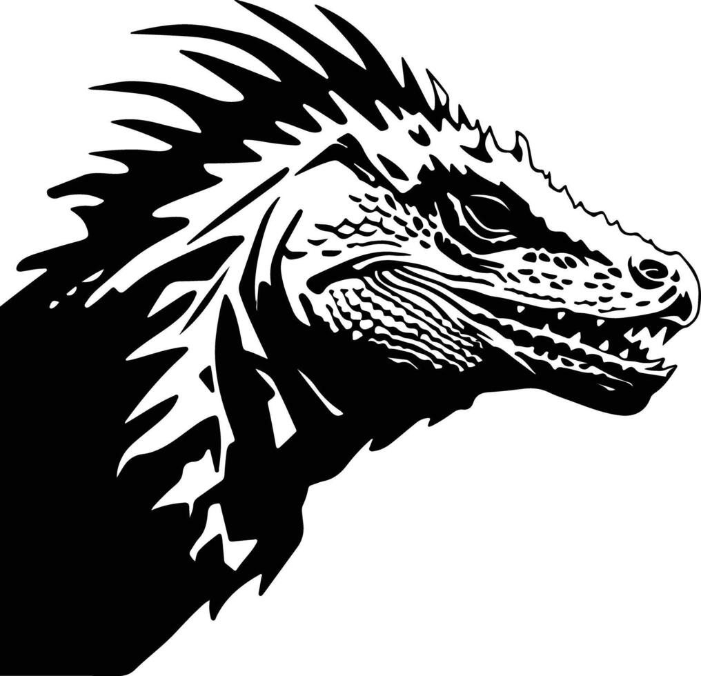 endearing Black silhouette of tuatara head vector