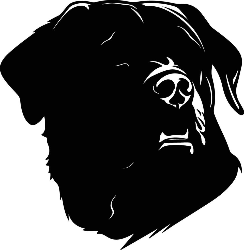 sweet Black silhouette of rottweiler head vector