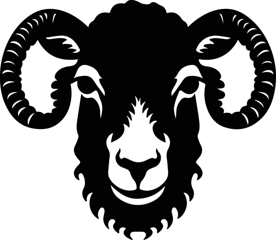 captivating Black silhouette of sheep head vector
