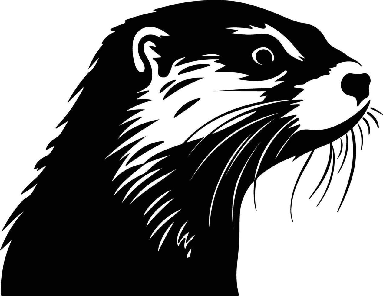 angelic Black silhouette of river otter head vector