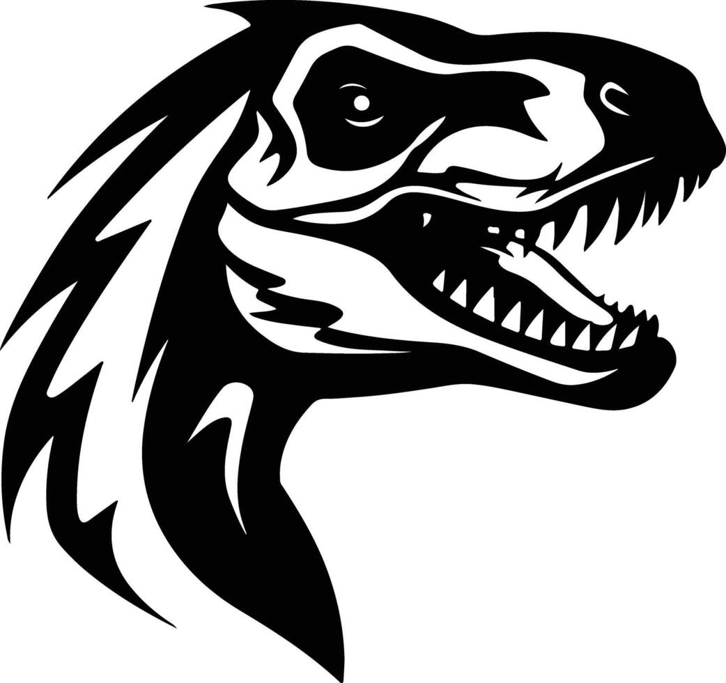 endearing Black silhouette of Velociraptor head vector