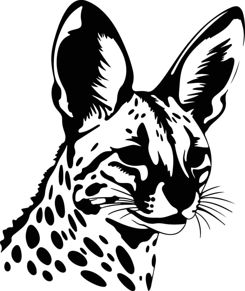 precious Black silhouette of serval head vector