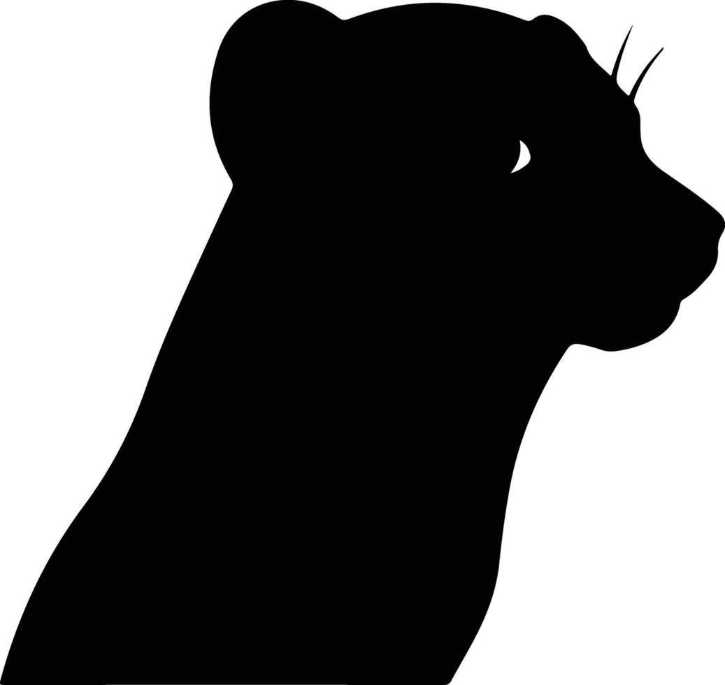 winsome Black silhouette of yellow mongoose head vector