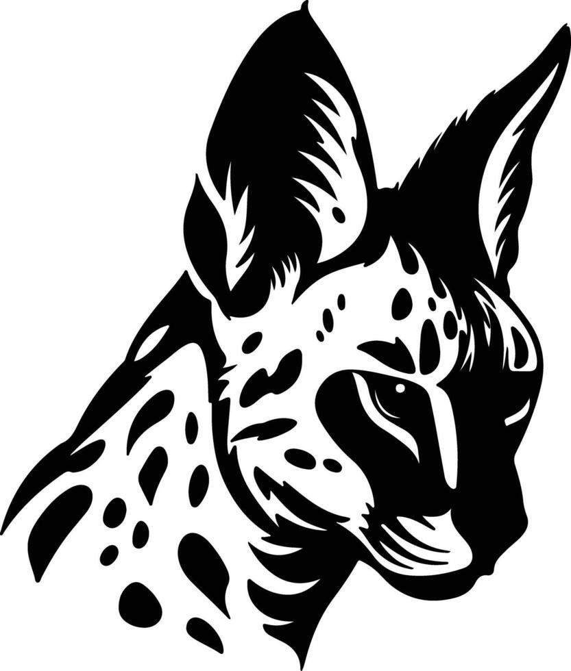 charming Black silhouette of serval head vector